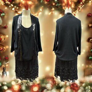 Elementz ,Woman,Formal CocktailsJacket+ Skirts,Size L,Long Sleeve,Sequin,Lace.!